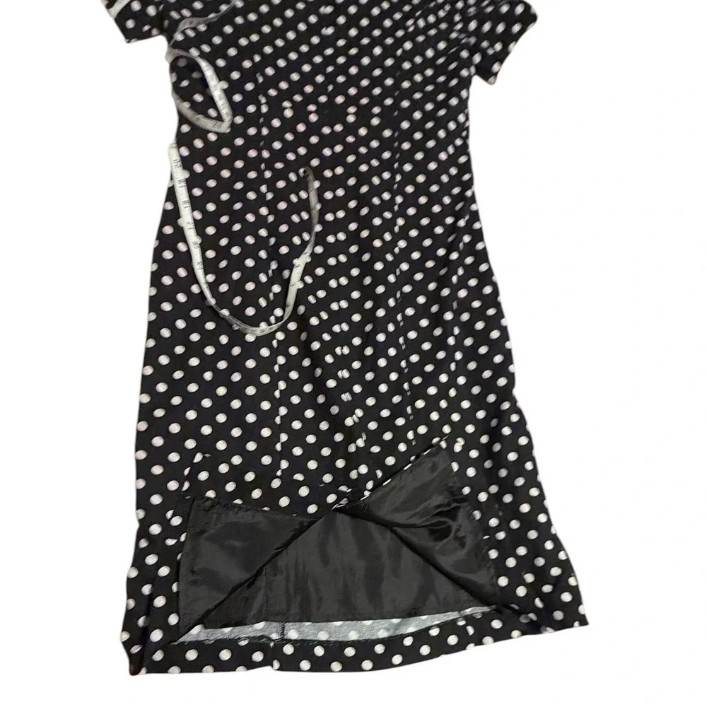 Chadwicks of Boston Black White Polka‎ Dot Linen Blend Sheath Dress Size 6